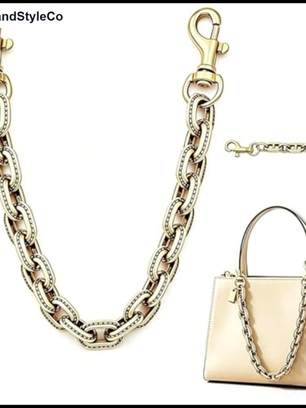 Gold Tone Metal Bag Charm Set Purse Chain Extender 2 Piece